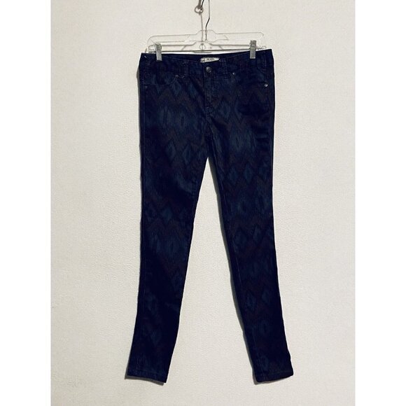 Free People Skinny Jeans Womens 27 Ikat Aztec Southwest Tribal Purple Denim Boho - Picture 2 of 8